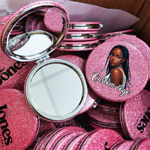 Wholesale Glitter Butterfly-shaped <strong>Mirror</strong> Print logo Double Sided Travel <strong>Compact</strong> Mini Pocket Cosmetic <strong>Mirror</strong> - Product Image 3