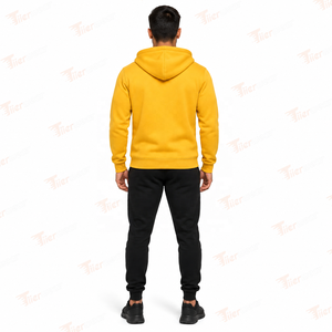 <b>Men's</b> <b>Yellow</b> Zip-Up <b>Hoodie</b> Now Or Never Printed Fleece Casual Sweatshirt Regular Fit Hooded Long Sleeve Zipper Hoodies - Product Image 4