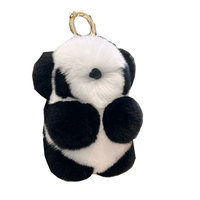 Mignon Rex Lapin Fourrure Panda En Peluche Porte-clés Accessoire Doux Pendentif Porte-clés