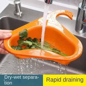 Wholesale <b>Net</b>-New Swan Fruit Draining Basket, Dry-Wet Separation & Saddle-Type Hanger, Non-Perforated <b>Plastic</b> Veggie Drainer - Product Image 3