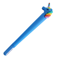 O & Q Fabricante original Dreamy Unicorn Hard Silicone Macaron Gel Pens Blue 0,5mm Macaron Stylo Body Pen Recambio de repuesto