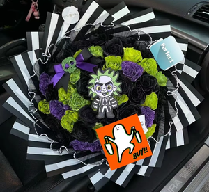 Papel de Regalo Impermeable con Rayas Coloridas Estilo <span class=keywords><strong>Beetlejuice</strong></span> para Halloween, Papel para Envolver Ramos de Flores, Artículos de Halloween para Floristas - Product Image 1