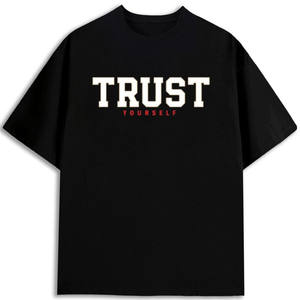 T-shirt pour homme Trust Yourself, coton noir 180GSM, col rond, coupe classique, en stock aux États-Unis - Product Image 1