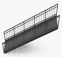 Escalier d'évacuation en métal pour extérieur, escalier préfabriqué en acier doux pour extérieur