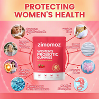 Gummies probiotiques pour femmes avec fibres prébiotiques, enzymes et antioxydants ; saveur canneberge, 60 unités, possibilité d'étiquetage personnalisé