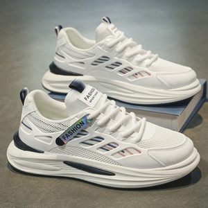 Zapatos de malla transpirables de verano para hombre, zapatillas de suela gruesa a la moda que combinan con todo, zapatos casuales de estilo urbano, zapatos de tendencia. - Product Image 1