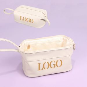 Pochette de toilette portable personnalisable, élégante et exclusive, en or uni, pour femme, boîte à maquillage, sac cosmétique - Product Image 3