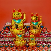 4 ''Lucky Cat Waving Arm Richesse Prospérité Maneki Neko Fortune Cat Fengshui Statue Décoration pour Home Shop Restaurant Car Party
