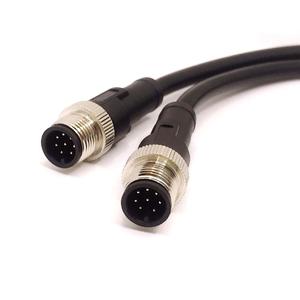 Chất lượng cao M12 Nam đến Nam <span class=keywords><strong>8</strong></span> pin kết nối với cáp PVC màu đen một mã - Product Image 1