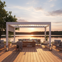 Pergola à lames orientables en aluminium 4x6m, prête à l'emploi, résistante aux intempéries, pour divertissements en bord de lac en soirée
