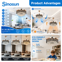 Ventilateur de plafond intelligent à LED avec lumière, 42 pouces, 3 pales, moteur DC réversible, télécommande, variateur d'intensité, installation facile, style moderne, OEM&ODM