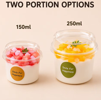 Gobelets en Plastique PET Transparent Jetables 150ml 250ml pour Aliments Boîtes à Gâteaux Yaourt Glaces Gelées Puddings Desserts avec Couvercles