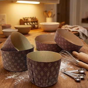 Moules à pâtisserie en papier kraft décorés d'or, ronds de 6 pouces, lot de 10 pièces pour panettone/pain/<span class=keywords><strong>brioche</strong></span>, résistants à la chaleur, adaptés au four - Product Image 3