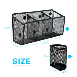 ขายส่งจากโรงงาน ที่ใส่ดินสอแม่เหล็กแบบ 4 ชิ้น อุปกรณ์สำนักงาน ที่ใส่ปากกาแบบตาข่ายแม่เหล็กแรงสูง ตะกร้าเก็บของ - Product Image 2