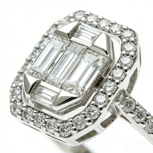 Bague de fiançailles et de mode personnalisée en or massif 10K/14K/18K, argentée, avec pierre de laboratoire CVD de qualité IGI VVS-VS, taille brillant classique, style cluster - Product Image 3