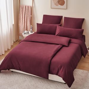 Juego de Ropa de <span class=keywords><strong>Cama</strong></span> Yintex OEM ODM de 4 Piezas, Fundas de Edredón Color Borgoña, Fundas de Almohada de Microfibra con Cierre, Suaves, Sin Plancha, Modernas, Oeko-Tex - Product Image 4