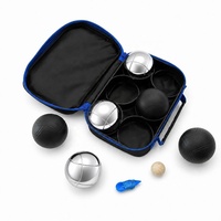 Jeu de 6 boules de pétanque noires et argentées, en acier bicolore, avec sac de transport, pour les sports de plein air et les jeux en famille