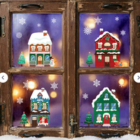 Autocollant de Noël statique pour fenêtre, électrostatique, double face, réutilisable, décoration de maison, autocollant détachable