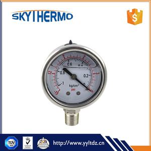 Manômetro de Pressão com Tubo Bourdon Preenchido com Líquido em Aço Inoxidável Padrão Conexão Inferior Manômetros de Vácuo - Product Image 2