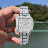 Montres automatiques personnalisées en or rose 18 carats plaqué or avec moissanite pour hommes, testées au diamant, style hip-hop, montre-bracelet mécanique entièrement sertie de pierres.