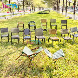 Chaise de salle à manger en corde d'extérieur, chaise en rotin tissée empilable, meubles de jardin d'extérieur empilables, chaise de patio - Product Image 6