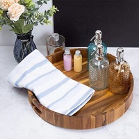 Plateau de service de luxe en bois d'acacia poli IDEAL BAMBOO, facile à nettoyer, adapté aux aliments, motif bois
