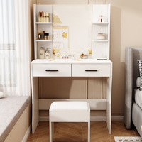 Commode de chambre américaine avec éclairage LED, petite table de maquillage familiale avec miroir et panneau de tiroirs, vente en gros transfrontalière