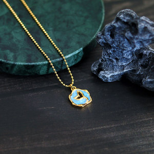 Collar con colgante de cola de ballena esmaltada de acero inoxidable 316L chapado en oro de 14k y 18k, estilo hawaiano de verano, para mujer, venta al por mayor - Product Image 5