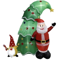 Décoration de Noël gonflable personnalisée, Père Noël gonflable avec arbre et lumière LED, ornements de fête de jardin en plein air