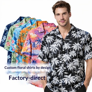 Chemise hawaïenne personnalisée pour homme, manches courtes, boutonnée, motif floral palmier, chemise de plage - Product Image 1