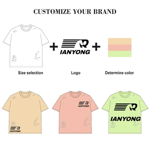 Camiseta holgada de talla grande con estampado personalizado para hombre, <span class=keywords><strong>ropa</strong></span> superior estampada de <span class=keywords><strong>estilo</strong></span> <span class=keywords><strong>Hip</strong></span> <span class=keywords><strong>Hop</strong></span> de tendencia callejera lavada de verano para hombre - Product Image 4