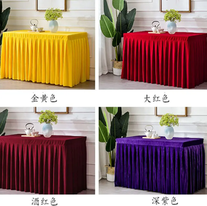 定制皇家蓝色活动办公室酒店展览会议室桌布桌布加厚金色天鹅绒布长 - Product Image 6