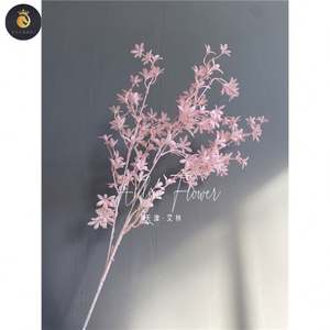 ピンク人工花結婚式天井フラワーアレンジメント道路リード列プラスチックグラスリーフ素材 - Product Image 5