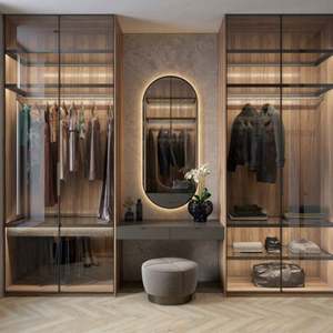 Armoire en verre de luxe 2024, porte en bois et aluminium, meubles, designs personnalisés, armoire - Product Image 3