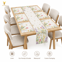 Ensemble de nappes et de sets de table personnalisés Ychon à motif floral, lavables et réutilisables, pour événements et mariages