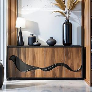 Solid Wood <b>Sideboard</b> 120x40x85cm Storage Cabinet Living Room Furniture Modern Design Multi Layer Storage Cabinet - Product Image 1