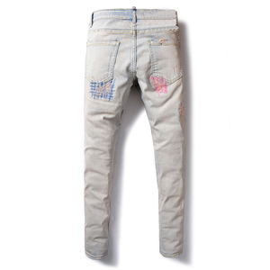 Pantalones Vaqueros Ajustados para <span class=keywords><strong>Hombre</strong></span>, Estilo Desgastado con Roturas, Pantalones Casuales de Mezclilla Delgada, Pantalones Clásicos de <span class=keywords><strong>Vaquero</strong></span> para <span class=keywords><strong>Hombre</strong></span> Joven, Pantalones Deportivos - Product Image 2