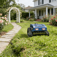 Tondeuse robotisée intelligente 4 temps télécommandée pour l'entretien extérieur des espaces verts, unité de débroussaillage pour terres agricoles et pentes