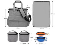 Kit de voyage pour chien, sac organisateur imperméable en Oxford avec 2 contenants de rangement pour nourriture, 2 bols pliables pour animaux de compagnie et tapis d'alimentation portable