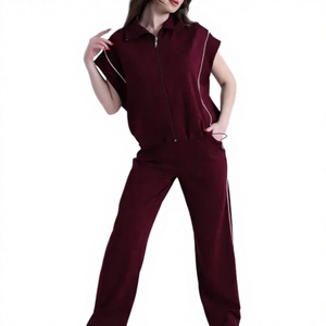 Conjunto Deportivo de Maternidad para Mujer, 2 en 1, Poliéster/Algodón, Estilo Hip Hop, Manga Larga, Cuello con Botones, Cintura Elástica, Corte Regular, Otoño - Product Image 1