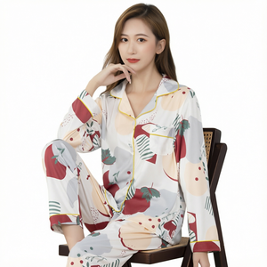 <span class=keywords><strong>Pigiama</strong></span> da <span class=keywords><strong>donna</strong></span> estivo floreale traspirante termico di lusso casual con cardigan, taglie forti a maniche lunghe per la casa (per donne di mezza età e anziane) - Product Image 1