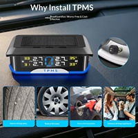 Universeller TPMS-Sensor, solarbetrieben, Windschutzscheibenmontage, 4-Rad-Druck- und Temperaturanzeige,für alle Autos