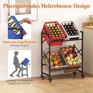 <strong>Drinks</strong> <strong>Crate</strong> Rack with Wheels for 4 <strong>Crates</strong>, Metal <strong>Drinks</strong> Shelf, Load Capacity 150 Kg/Layer, - Product Image 5