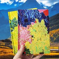 Carnet à couverture rigide avec motifs floraux abstraits color-block, style peinture à l'huile créative, pour étudiants et cours