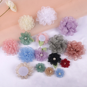 ช่อดอกไม้ผ้าตาข่ายผ้าไหมลูกไม้แบบทำมือสำหรับรองเท้าทำผมหมวกเครื่องประดับเสื้อผ้า - Product Image 4