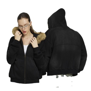 <span class=keywords><strong>Felpa</strong></span> con <span class=keywords><strong>Cappuccio</strong></span> Invernale Unisex di Alta Qualità 480 GSM, Streetwear Premium con Zip e Effetto Sbiadito, <span class=keywords><strong>Cappuccio</strong></span> in Pelliccia Sintetica - Product Image 2
