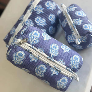 Custom Size Logo Colors Boho Design Cotton Quilted <b>Zip</b> Cosmetic Makeup Make up Toiletry Skincare Storage <b>Pouch</b> Bag <b>with</b> Tassel - Product Image 1