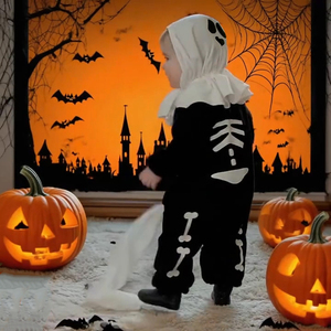 Teschi con stampa tutine per vestiti per bambini tutina in cotone tutina per neonato tuta da neonato abbigliamento nero per bambine - Product Image 3