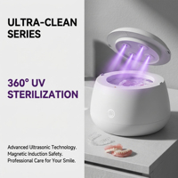 Nettoyeur à ultrasons médical 48 kHz avec désinfectant UV-C pour aligneurs et gouttières, étanche IPX7 pour Invisalign et prothèses dentaires, 200 ml