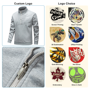 Sweat-shirt sport décontracté pour homme de haute qualité 410, poids lourd, col montant, argent uni, respirant, haut pour jeunes, coupe ample, automne - Product Image 2